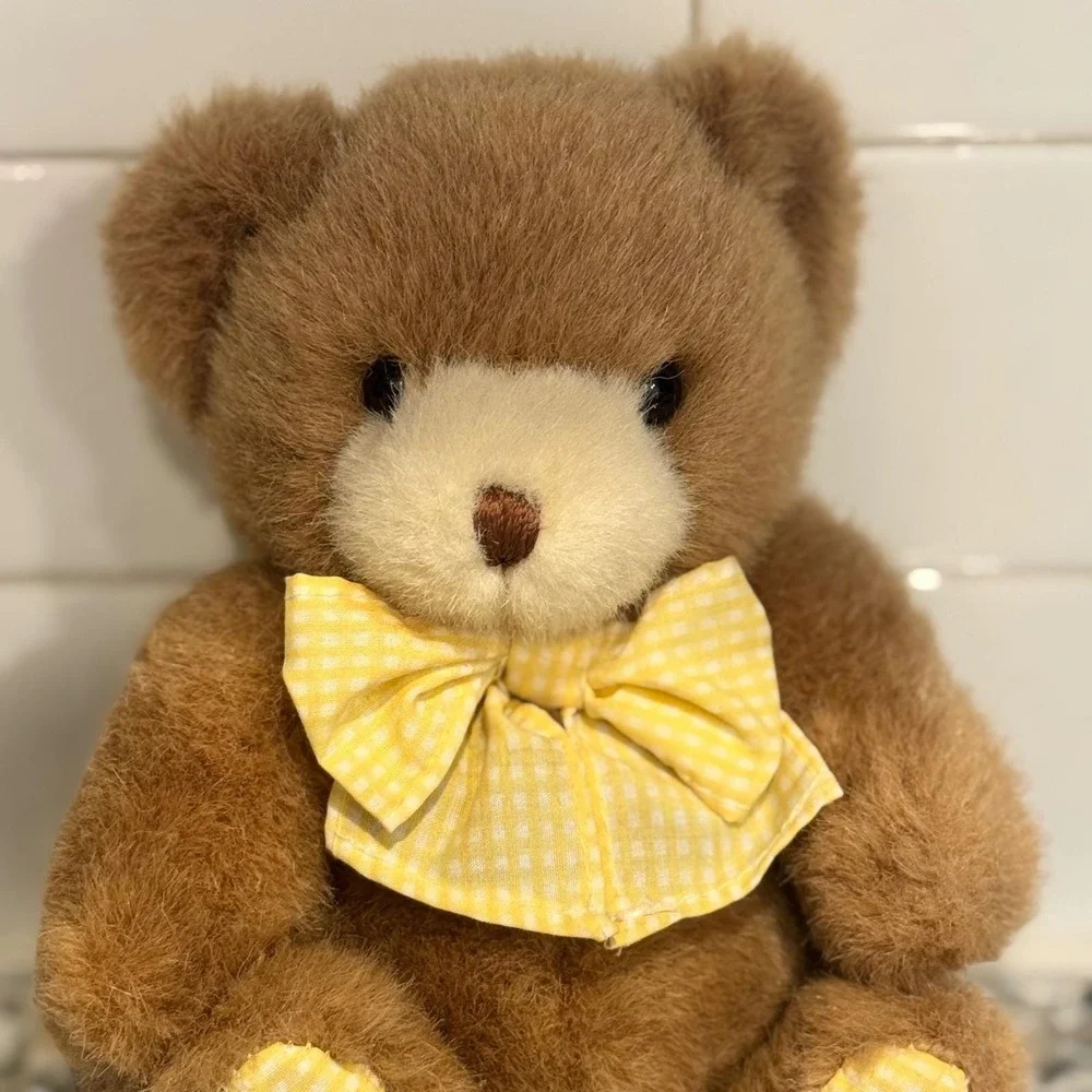 Carter's Prestige Teddy Bear Yellow Gingham‎ Rattle 1990s Vintage